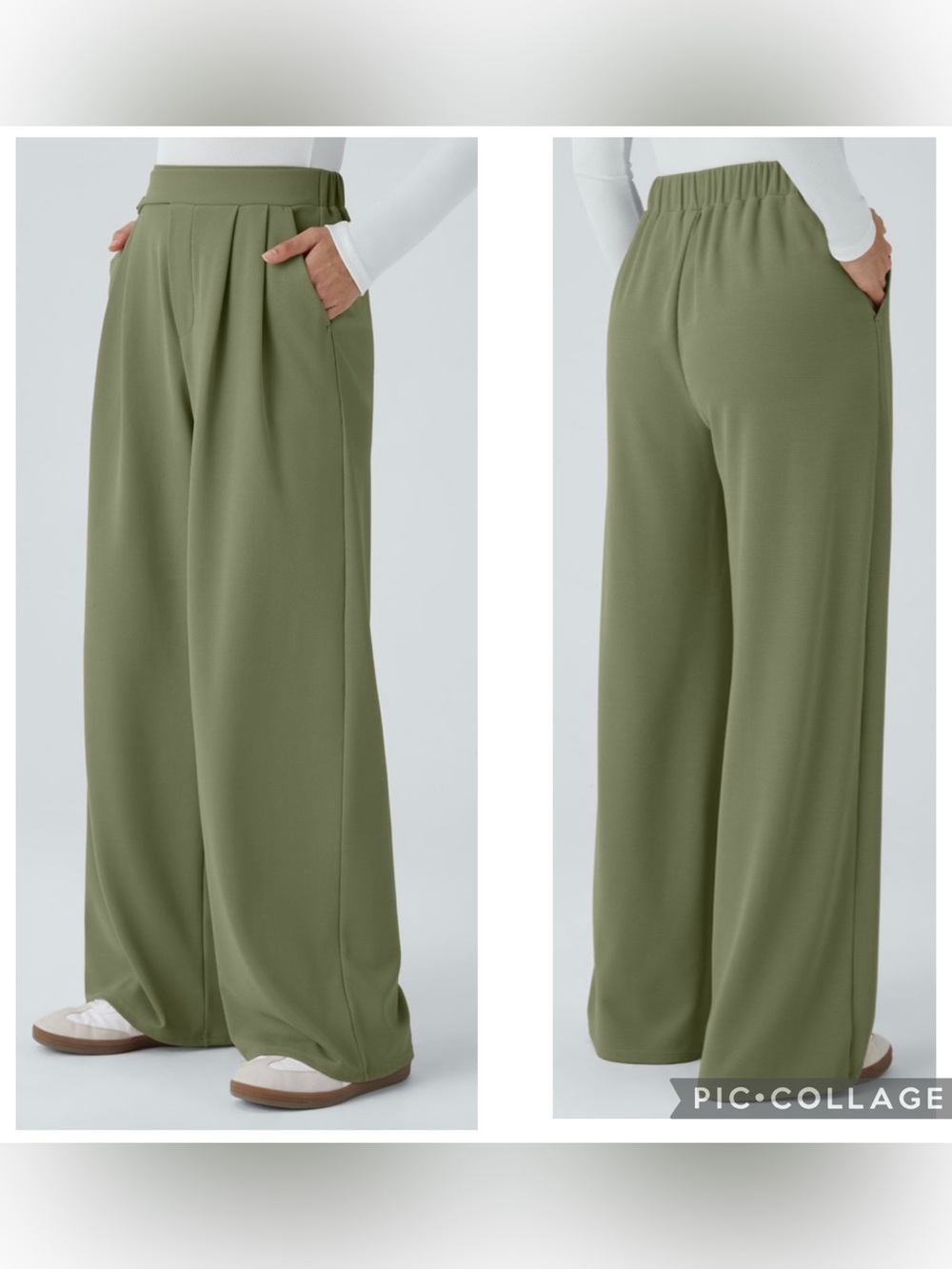 New HALARA FLEX™ Women’s Loden Green HIGH WAISTED WIDE LEG WAFFLE Pants Size 1X.